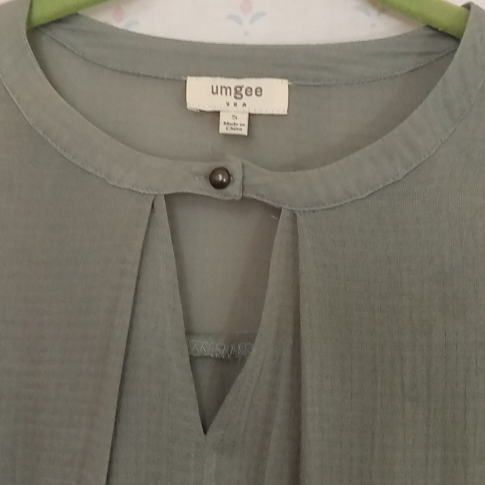 Umgee Feminine Olive Green Blouse S - Picture 2 of 6